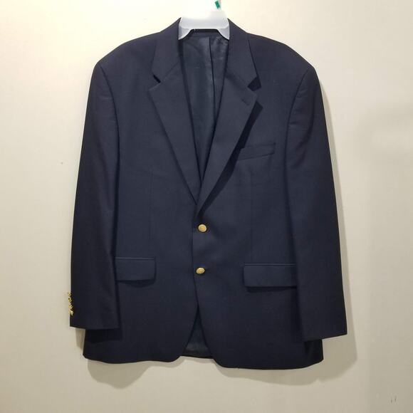 Lauren Ralph Lauren Other - Lauren Ralph Lauren Blazer Mens 43R Navy Wool Gold Button Two Button Sport Coat